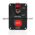 Carbon Fiber Racing Car 12V Ignition Switch Panel, Push Button+Red LED Toggle